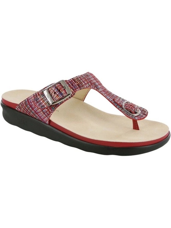 SAS Shoes - NEW SAS Sanibel T-Strap Sandal Slide Slip On Diabetic Shoe Womens 10 Rainbow Red